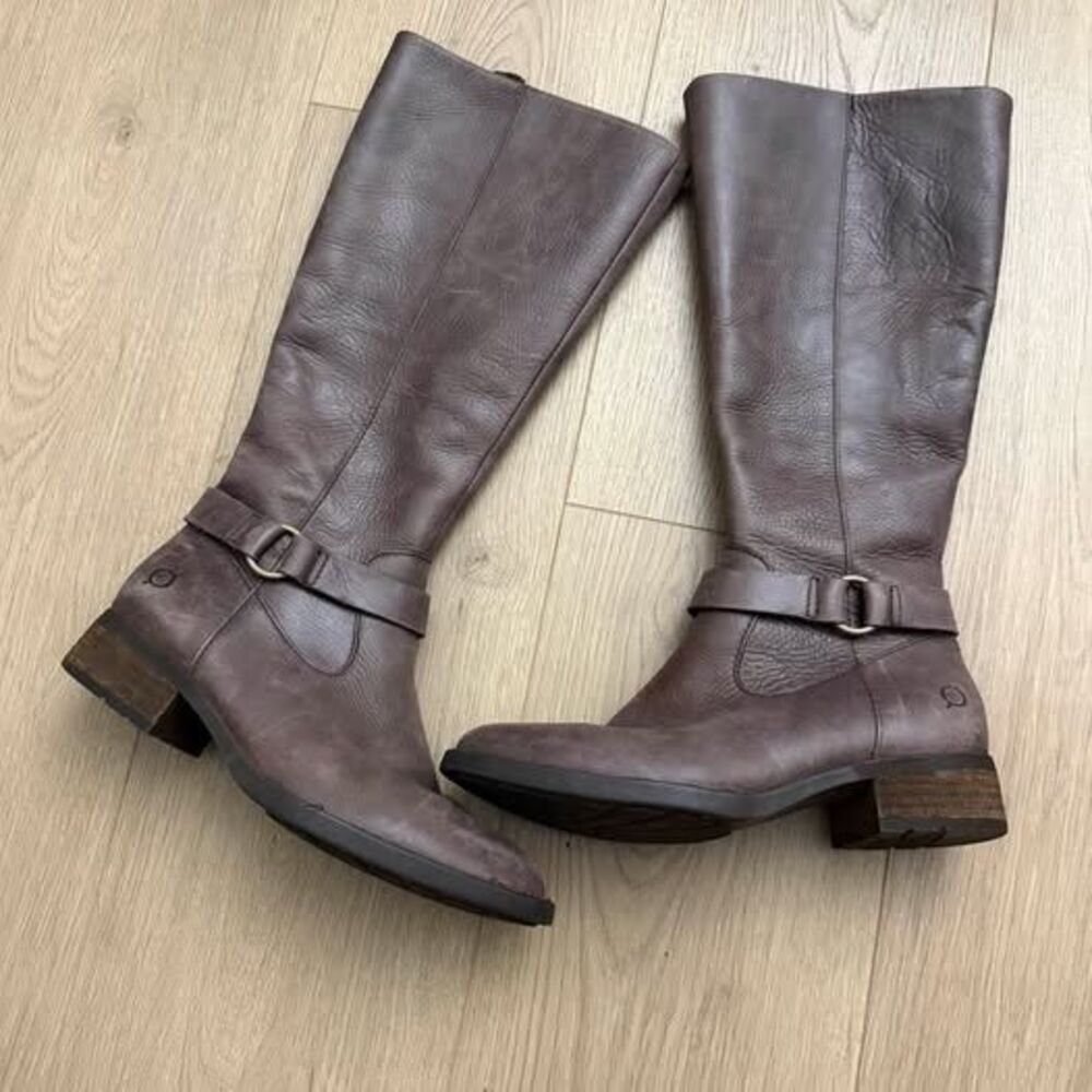 Born Saddler Tall Leather Boots Size 8.5M